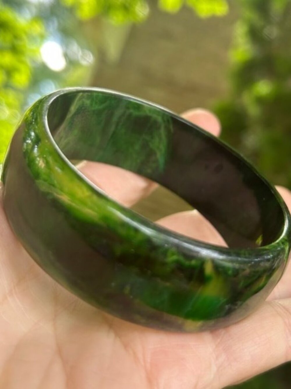 BAKELITE Green Yellow Marbled Chunky Bangle BRACELET